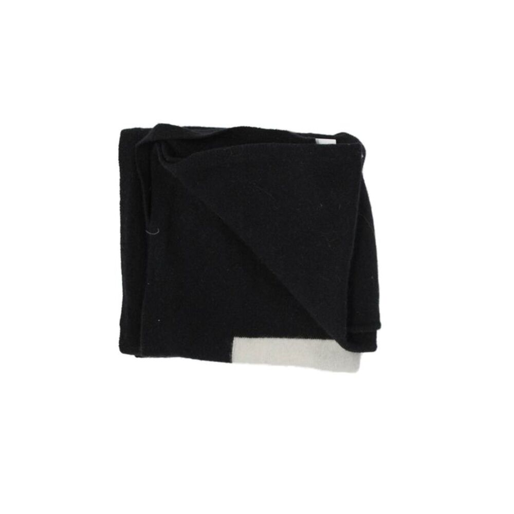 Lisa Perry Womens Cashmere Knit Love Scarf Black White Size 72"X20"